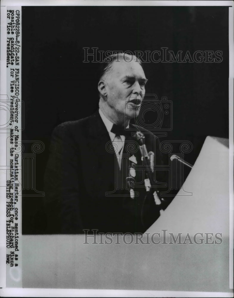 1956 Gov. of Mass Christian Herter nomination speech Richard Nixon - Historic Images