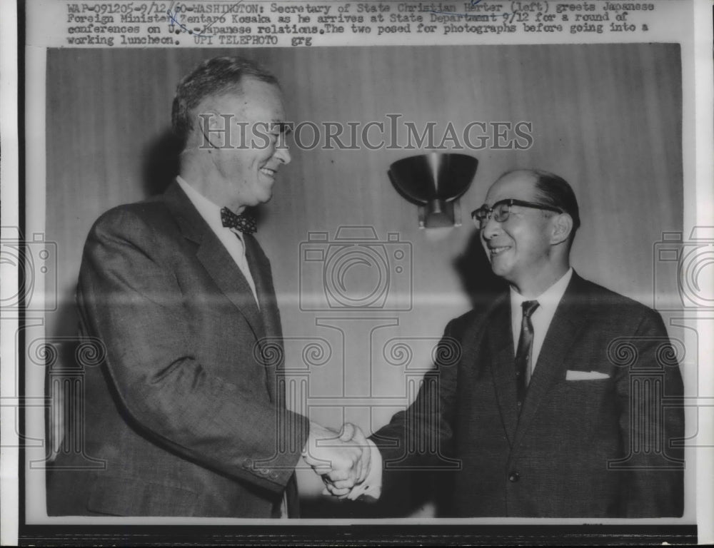 1960 Sec of State Christian Herter, Foreign Minister Zentaro Kosako - Historic Images
