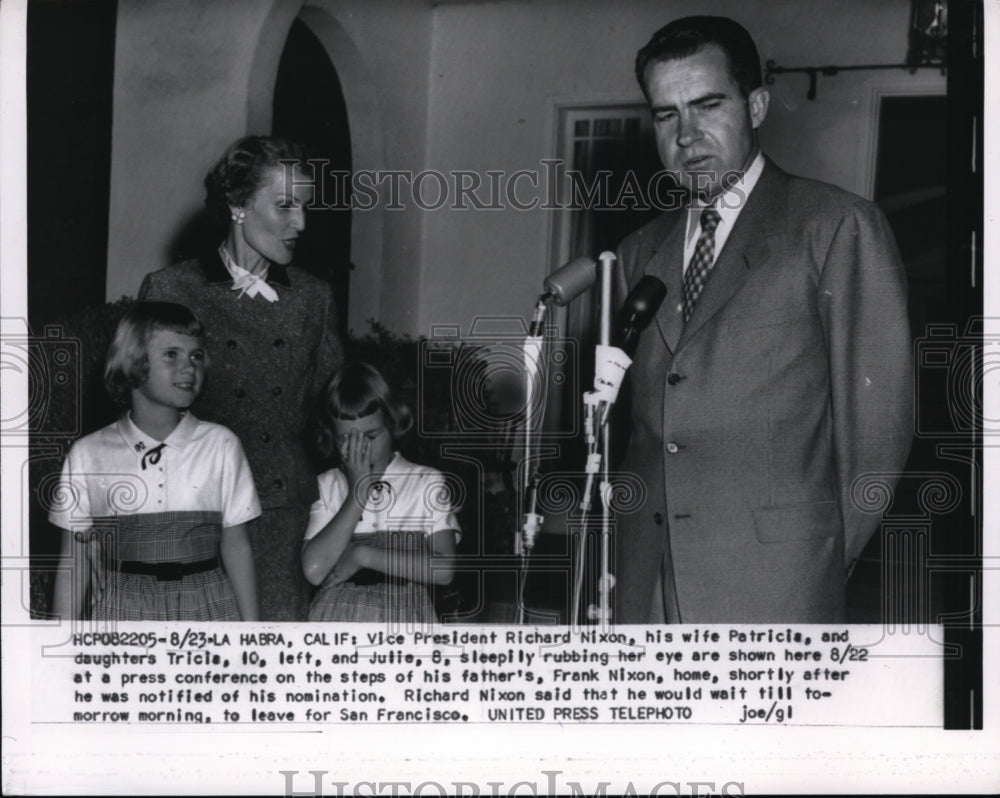 1956 VP Richard Nixon, wife & daughters, nominated President-Historic Images