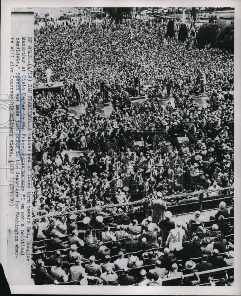 1951 Gen. Douglas MacArthur Faces Huge Crowd in San Francisco - Historic Images