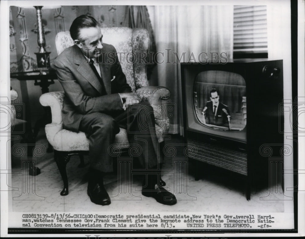 1956 Gov.Averell Harriman of N.Y. watched Tenn. Gov. Frank Clement. - Historic Images