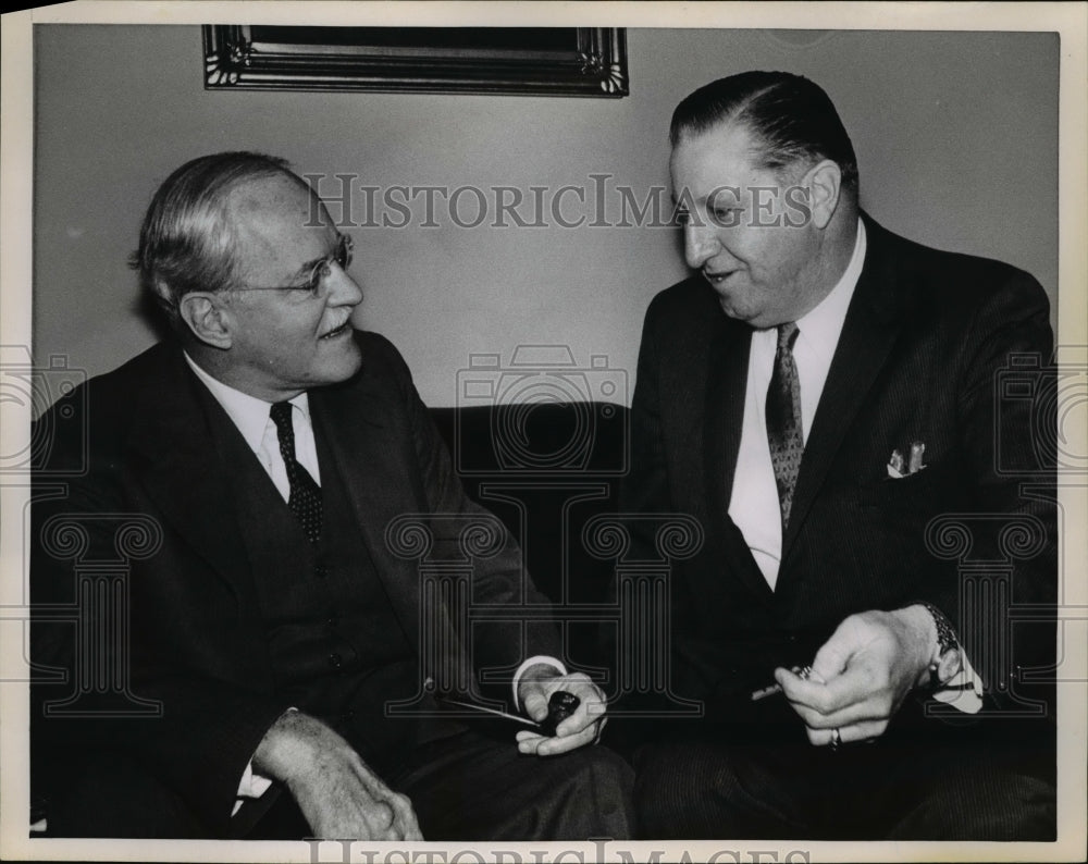 1961 Press Photo Thomas E. Morgan and Allen Dulies Discus Foreign Affairs - Historic Images