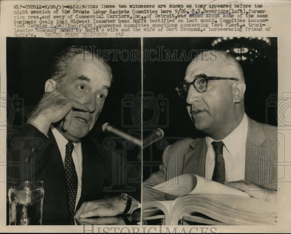 1967 Press Photo B.B. Beversidge and Carmine S.Bellino at Senate Labor Rockets.-Historic Images