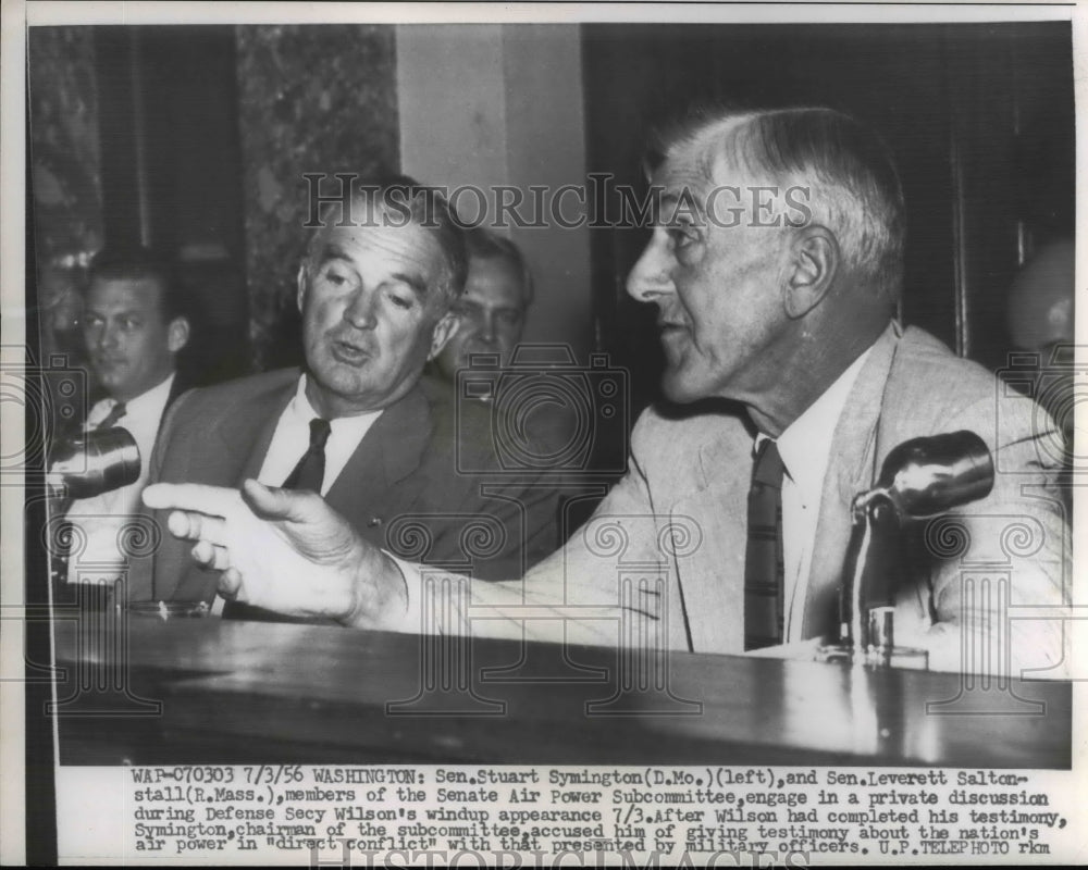 1956 Senator Stuart Symington and Senator Leverett Saltonstall in DC - Historic Images