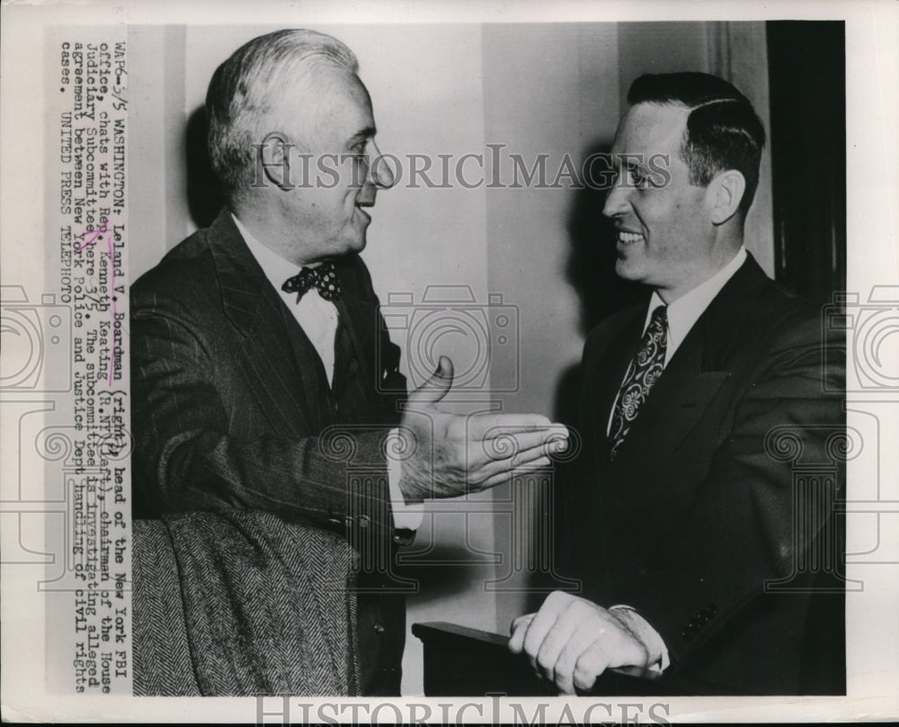 1953 Leland Boardman head of NY FBI (R) and Sen Kenneth Keating R - Historic Images