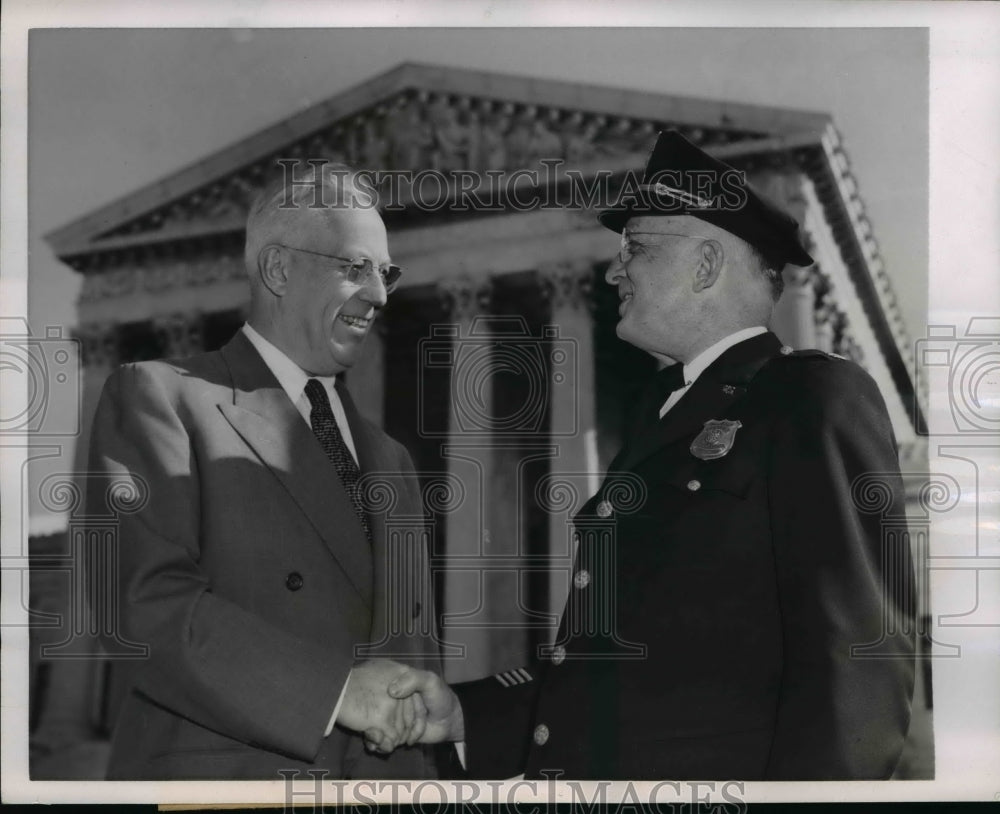 1954 Chief Justice Earl Warren, Philip Crook Capt. Supreme Ct police-Historic Images