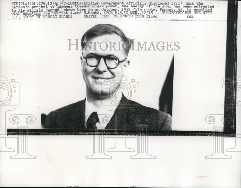1957 Sir William Penney British Government Thermonuclear Power - Historic Images