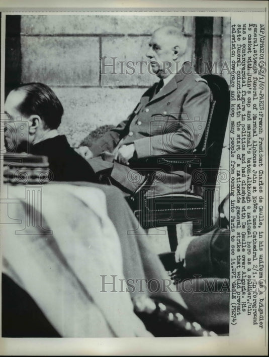 1967 Press Photo French President Charles De Gaulle in Brig General Uniform-Historic Images