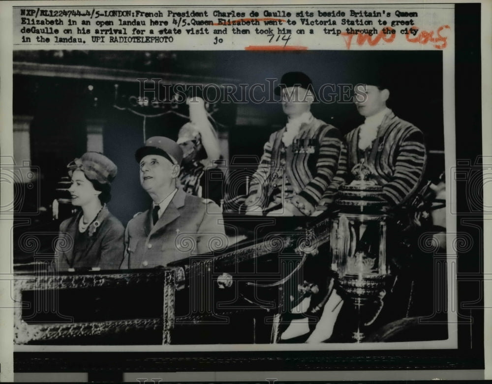 1960 Press Photo London French President Charles DeGaulle with Queen Elizabeth-Historic Images