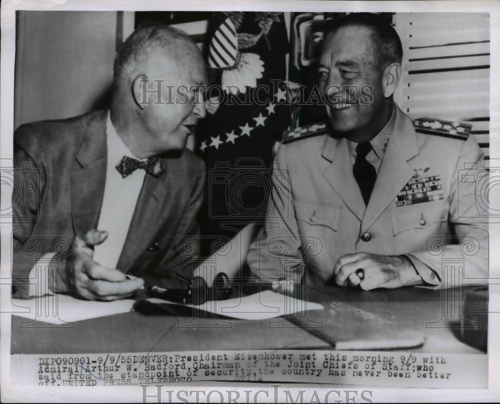 1955 Washington DC President Eisenhower &amp; Adm Arthur Radford-Historic Images