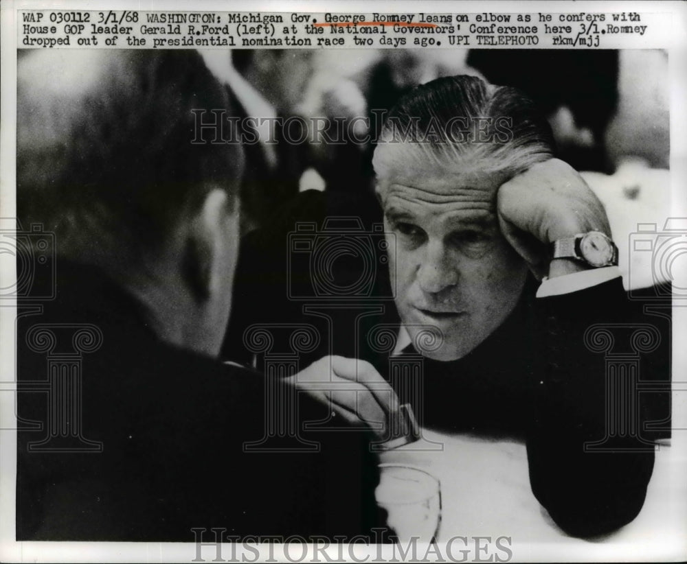 1968 Gov.George Romney confers with GOP Leader Gerald R. Ford.-Historic Images