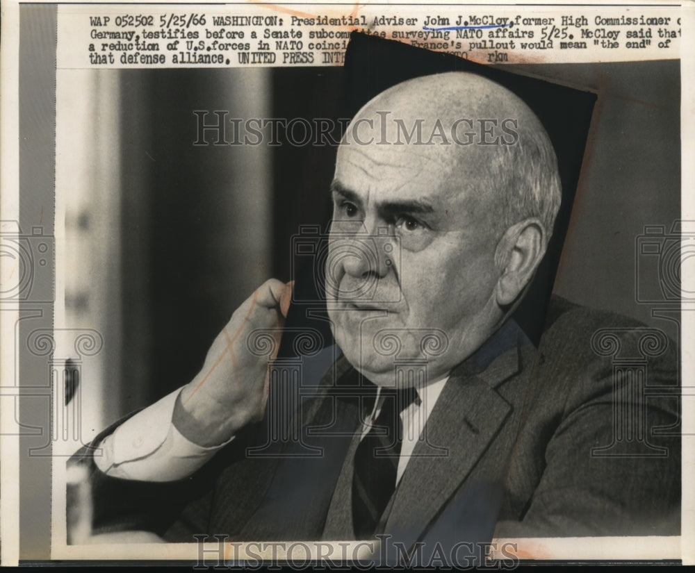 1966 John J.McCloy, Presidential Adviser at Senate Surveying NATO-Historic Images