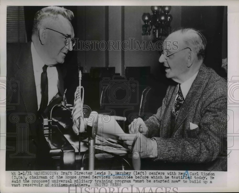 1931 Press Photo Lewis Hershey Confers With Rep. Carl Vinson - nee78643-Historic Images