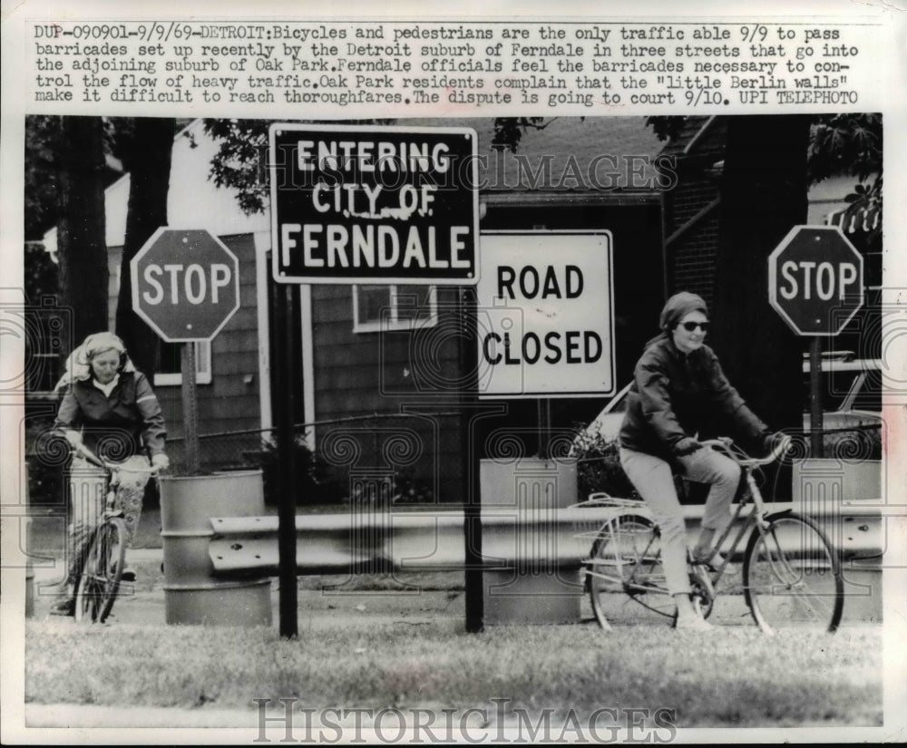 1969 Bicycle And Pedestrian Lane In Detroit Suburb Of Ferndale - Historic Images