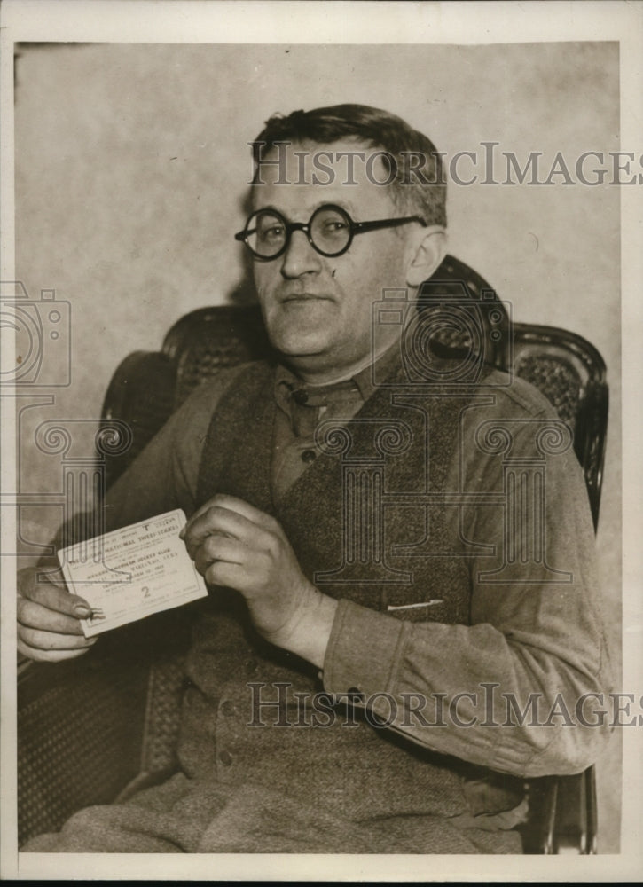 1933 Press Photo David Feins won $500,000 in Cuban Sweepstakes- Historic Images