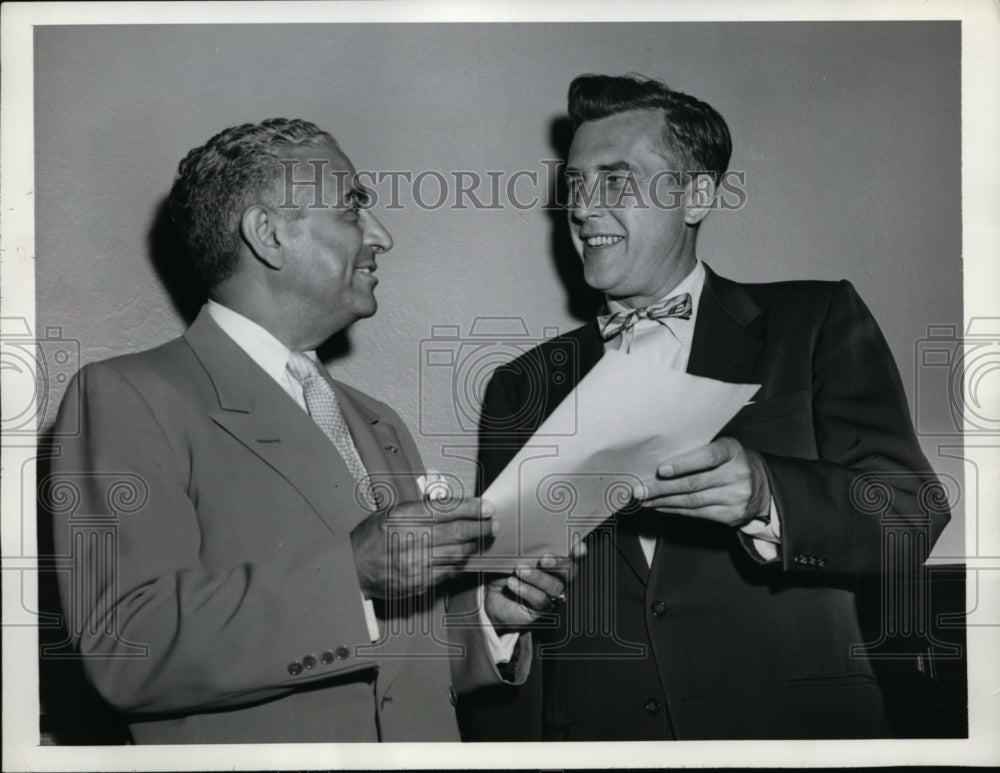 1954 Press Photo Gov. Robert B. Meyner of New Jersey with Joseph Costa-Historic Images