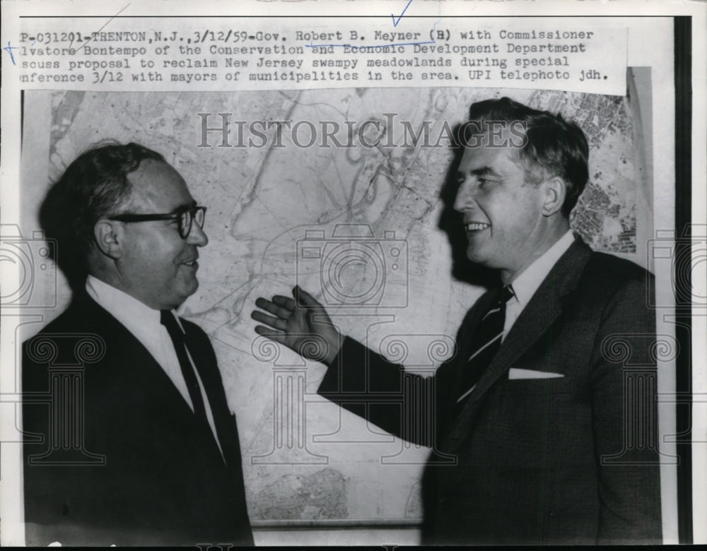 1959 Gov. Robert Meyner With Commissioner Salvatore Bontempo - Historic Images