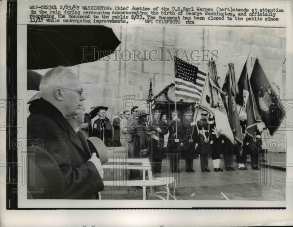 1959 Chief Justice Earl Warren at the Washington Monument - Historic Images