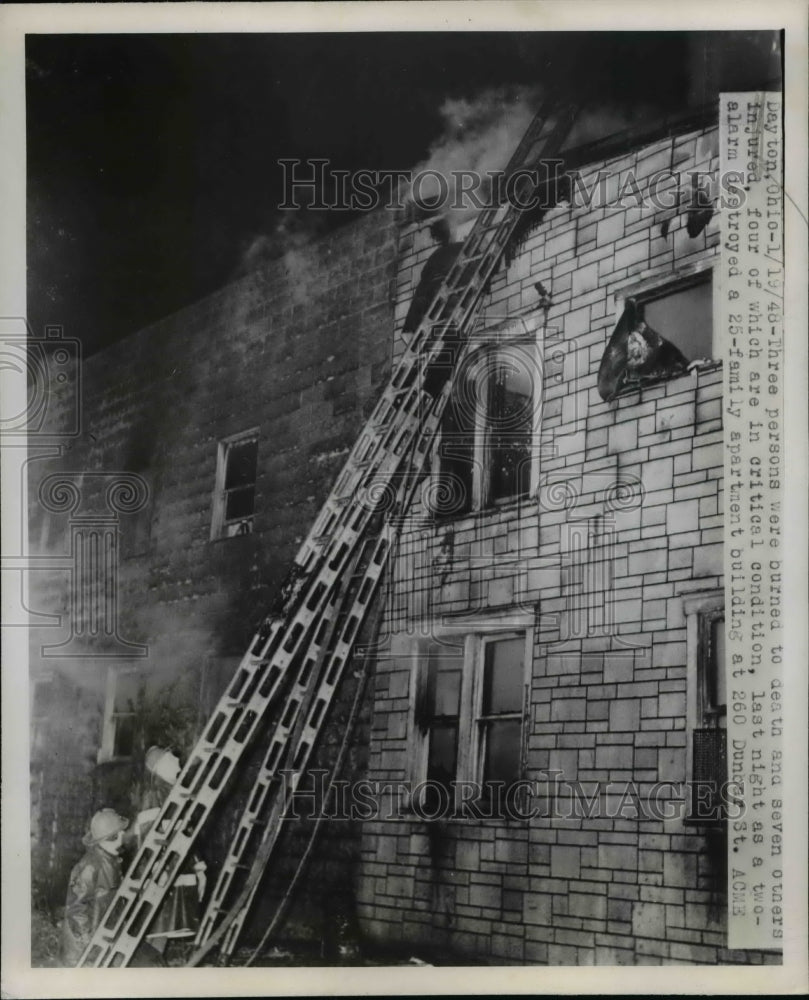 1948 Three people died and seven injured in apartment fire - Historic Images