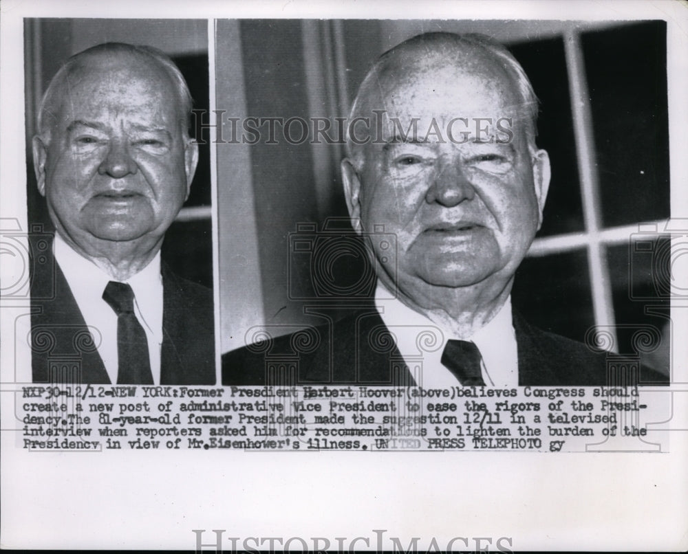 1955 Pres.Herbert Hoover in a televised interview at New York-Historic Images