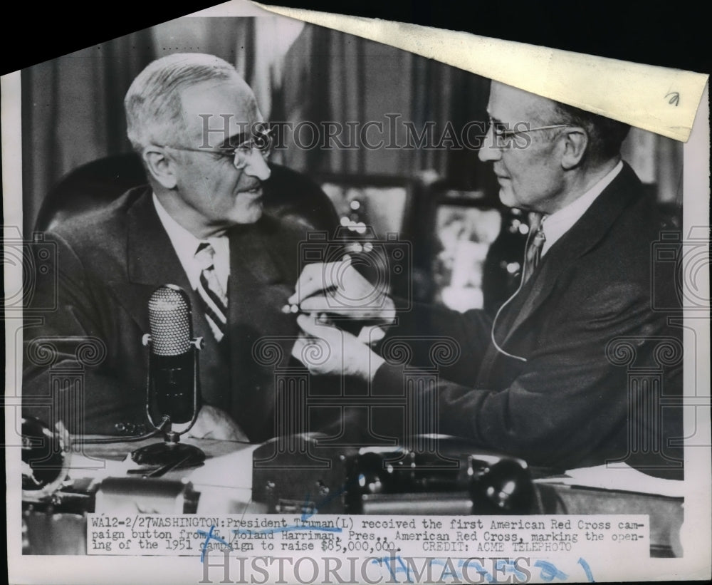 1951 Press Photo President Truman And Roland Harriman - nee95537-Historic Images