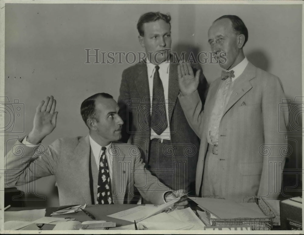 1932 Press Photo Judge Irvin Taplin and Atty. Harry M Hunt and L.E. Lampton - Historic Images