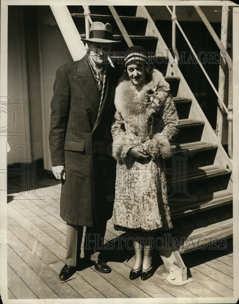 1930 Press Photo Mr. and Mrs. H.Charles Tomlinson on S.S. Lancastria-Historic Images