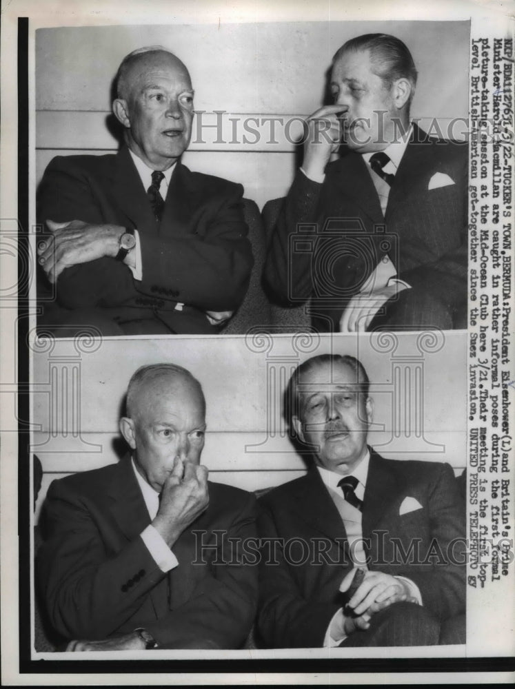 1957 Press Photo Pres.Eisenhower and Britain Prime Minister Harold Macmillan-Historic Images