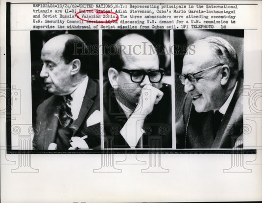 1962 Press Photo Three ambassadors attend US Security Council Meeting-Historic Images