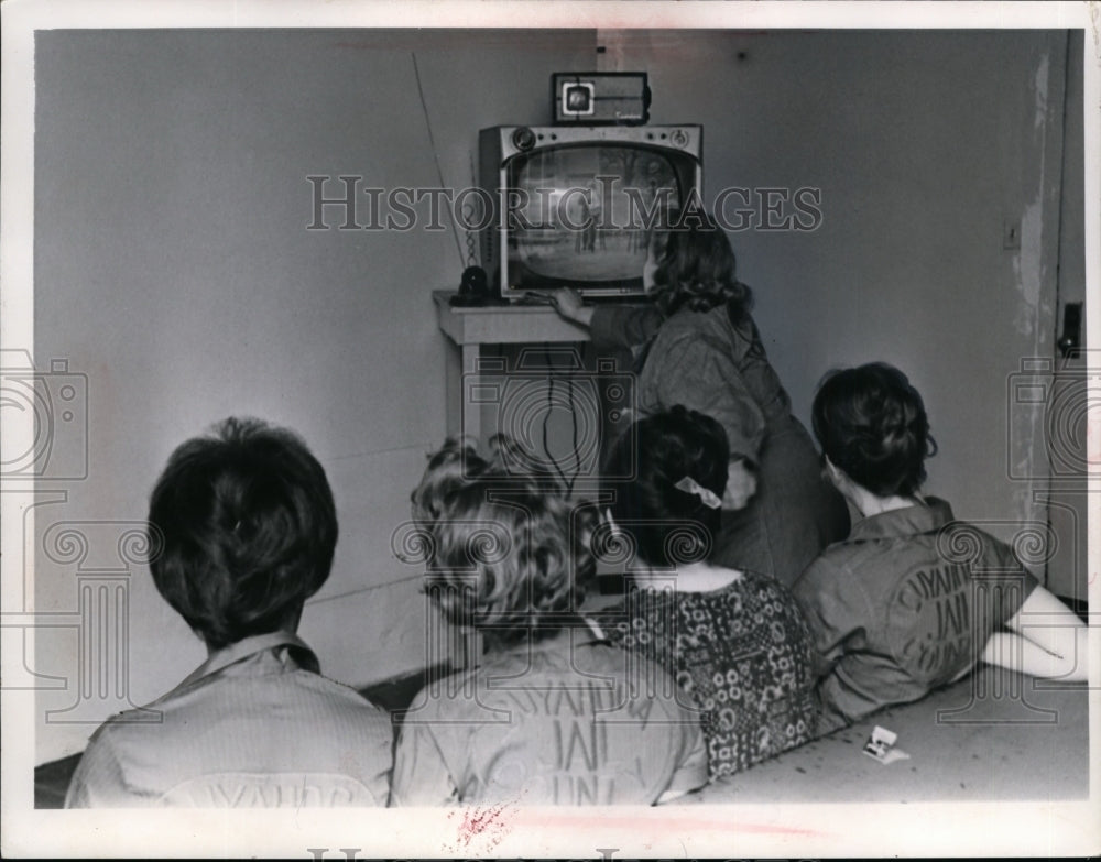 1964 Female inmates watch TV in prison-Historic Images