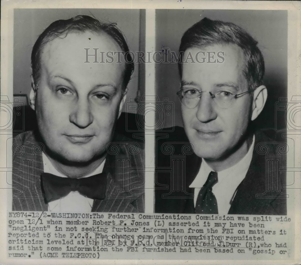 1947 Robert F. Jones, Clifford J. Durr of FCC  - Historic Images