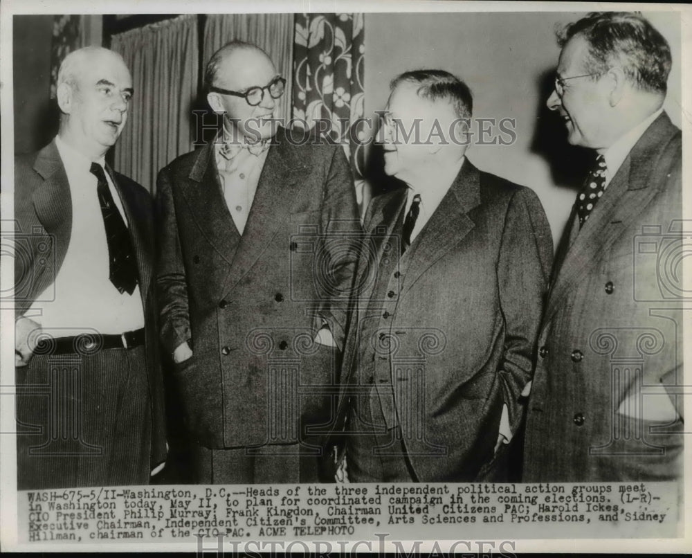 1946 Press Photo Philip Murray, Frank Kingdon, Harold Ickes, Sidney Hillman-Historic Images