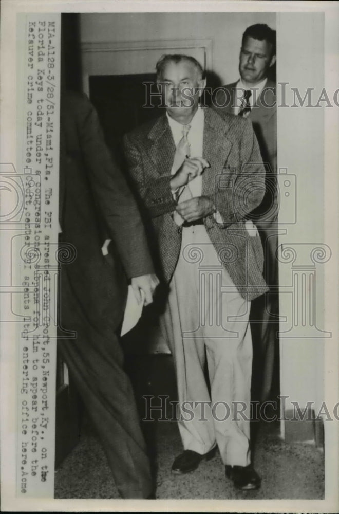1951 Press Photo FBI arrested John Groft under congressional Subpoena for him-Historic Images