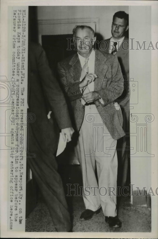 1951 Press Photo FBI arrested John Groft under congressional Subpoena for him-Historic Images