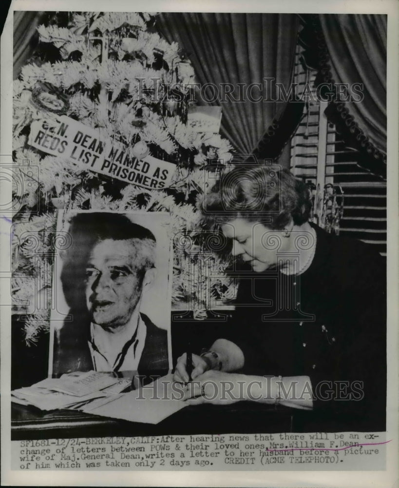 1954 Mildred Dean wife of Red Prisoner writes letter to husband - Historic Images