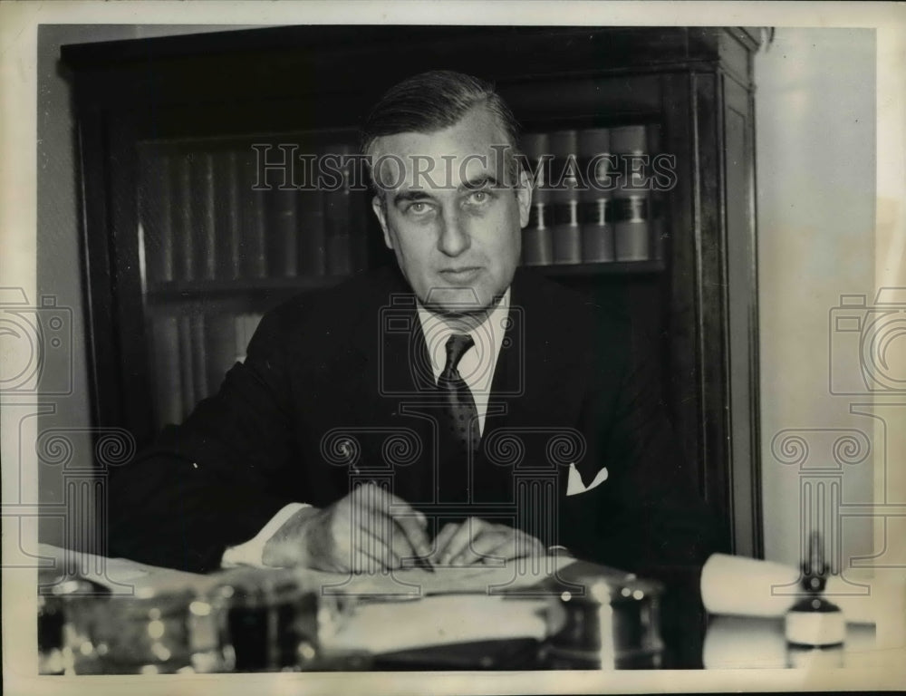 1937 Press Photo Assistant Navy Secretary Charles Edison at Desk - nef06093 - Historic Images