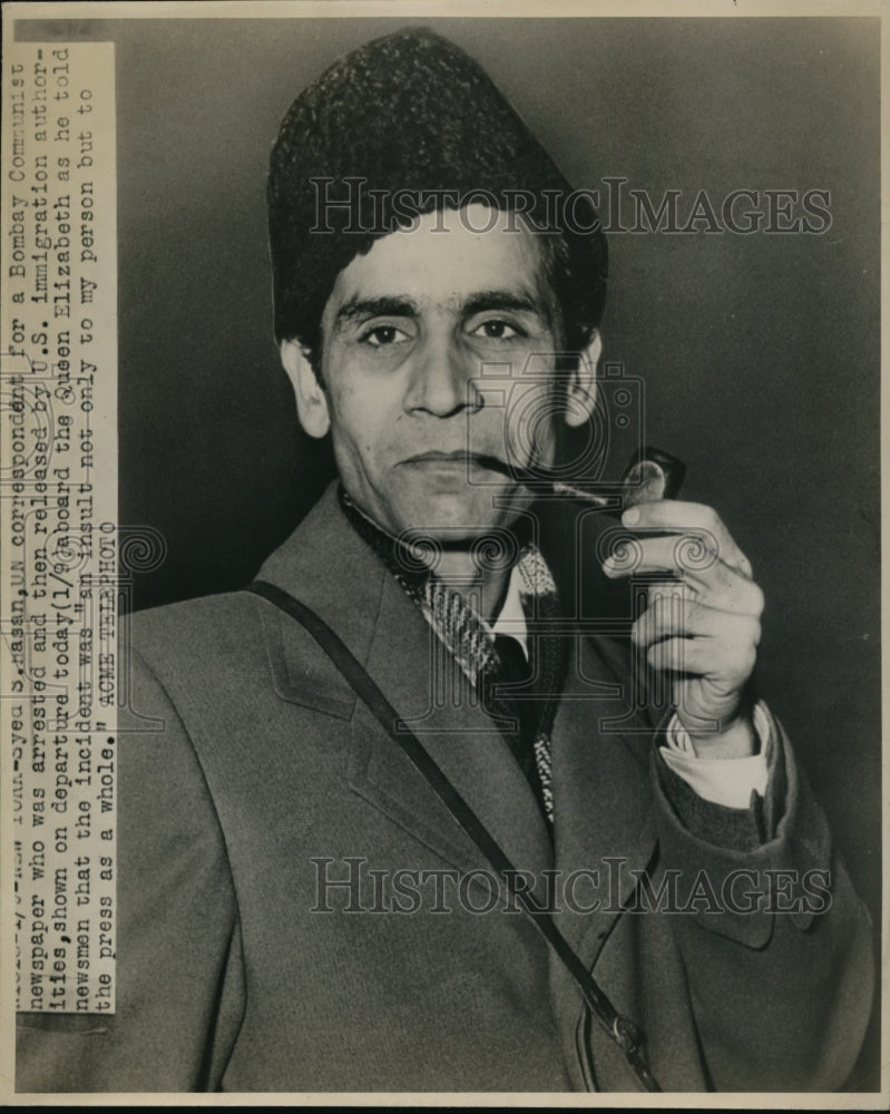 1948 Press Photo Syed S. Hassan on departure after being arrested - nef08036 - Historic Images