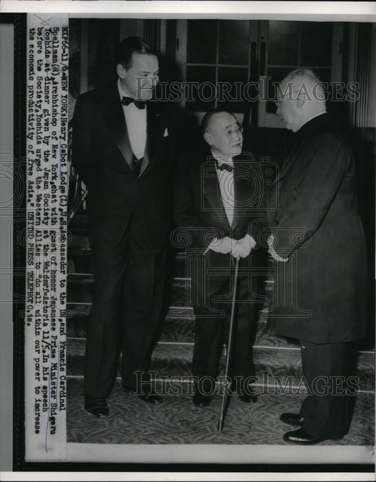 1954 Japanese Prime Minister Guest of Honor Chats With Cardinals-Historic Images