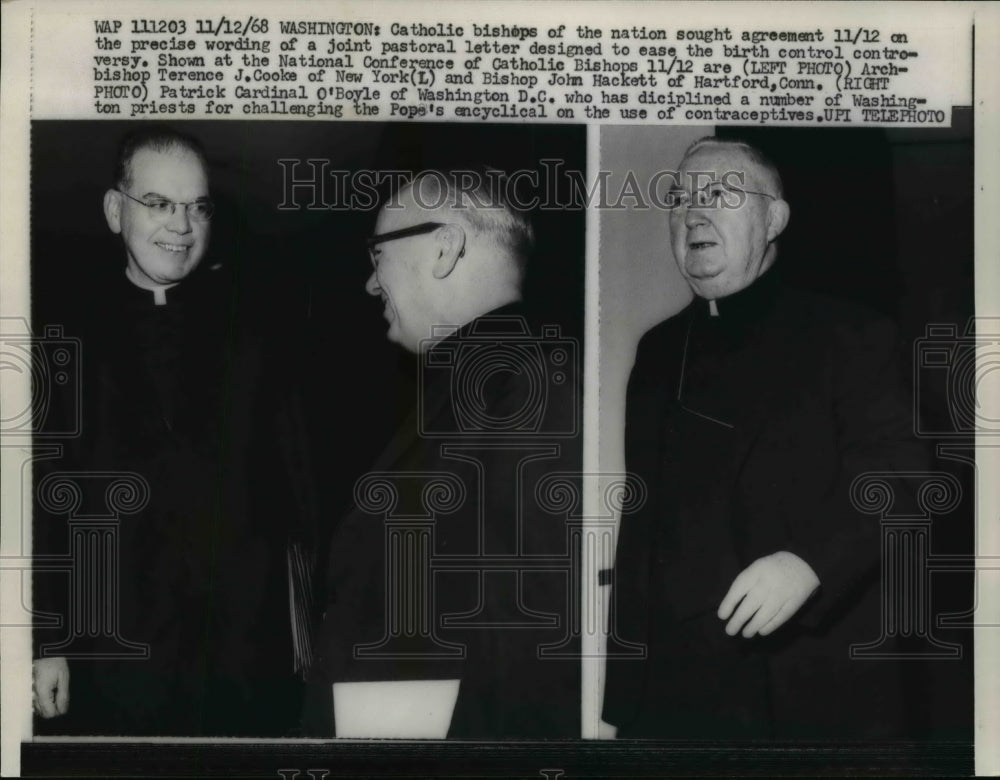 1968 Press Photo Arch.Bishop Terence J.Cooke of N.Y and Bishop John Hackett - Historic Images