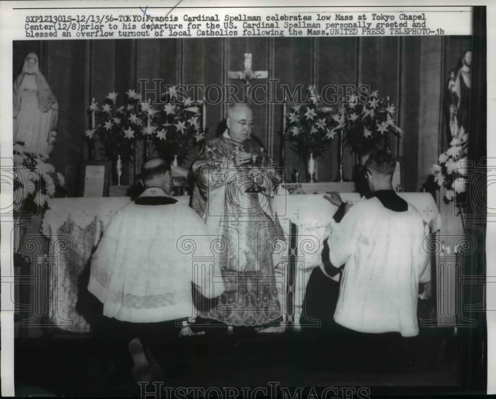 1956 Cardinal Spellman Celebrates Low Mass at Tokyo Chapel Center-Historic Images