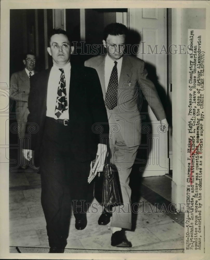1940 Press Photo C.F. Hiskey And Attorney Leave House Un-American Committee Room - Historic Images