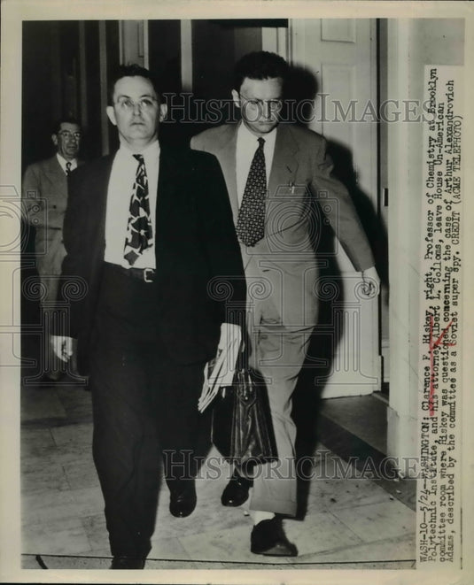 1940 Press Photo C.F. Hiskey And Attorney Leave House Un-American Committee Room - Historic Images
