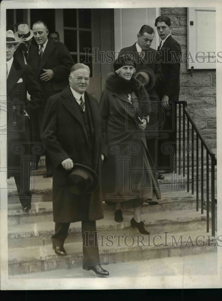 1931 Press Photo Pres Hoover Attended Easter Services At Friends Meeting House-Historic Images