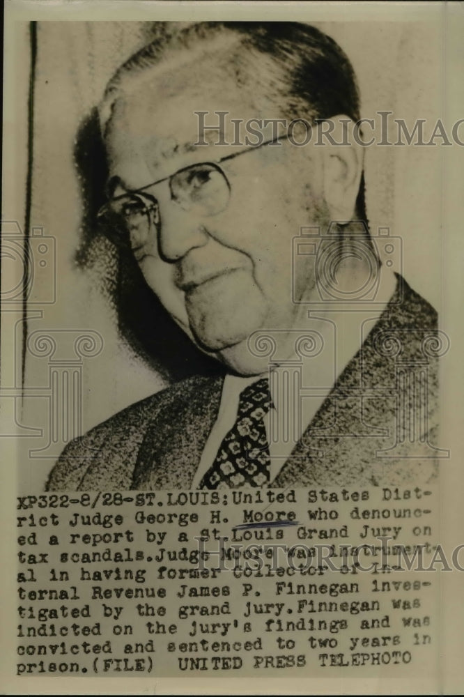 1952 Press Photo George H. Moore denounces report on tax scandals - nef11386 - Historic Images