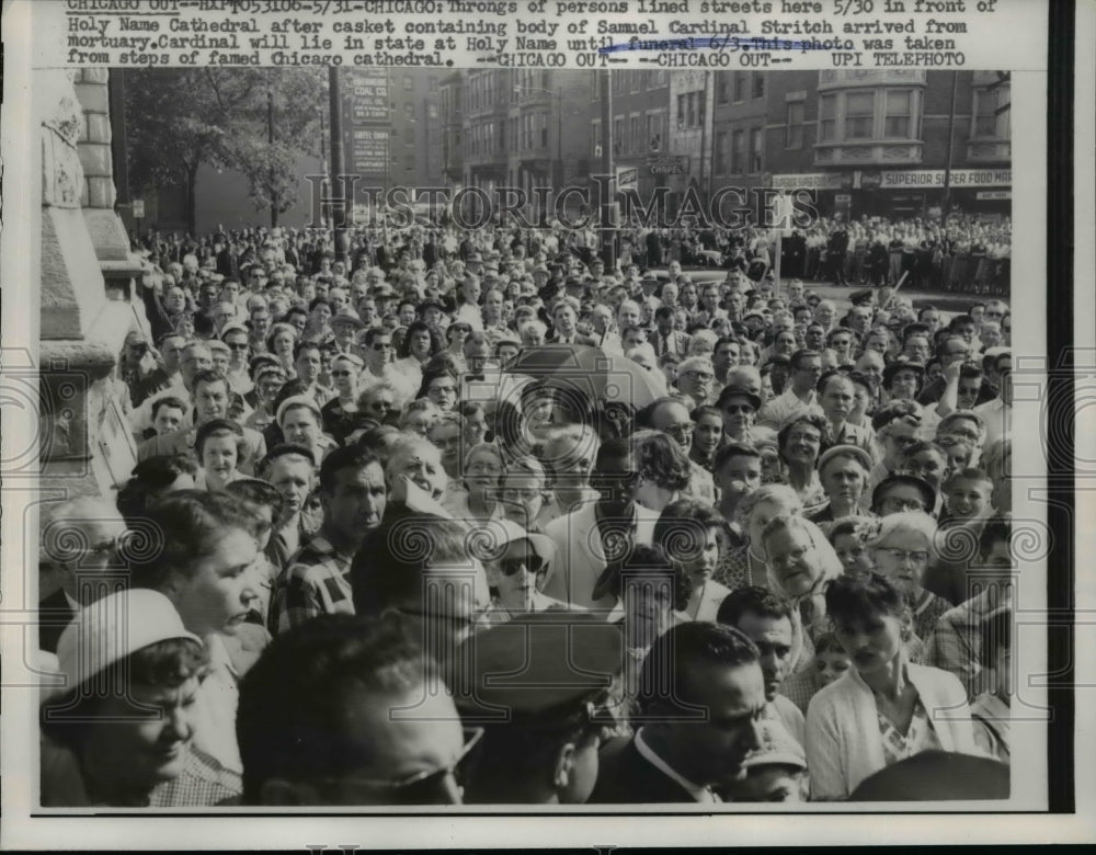 1958 Press Photo Casket of Samuel Cardinal Stritch arrived from Mortuary - Historic Images