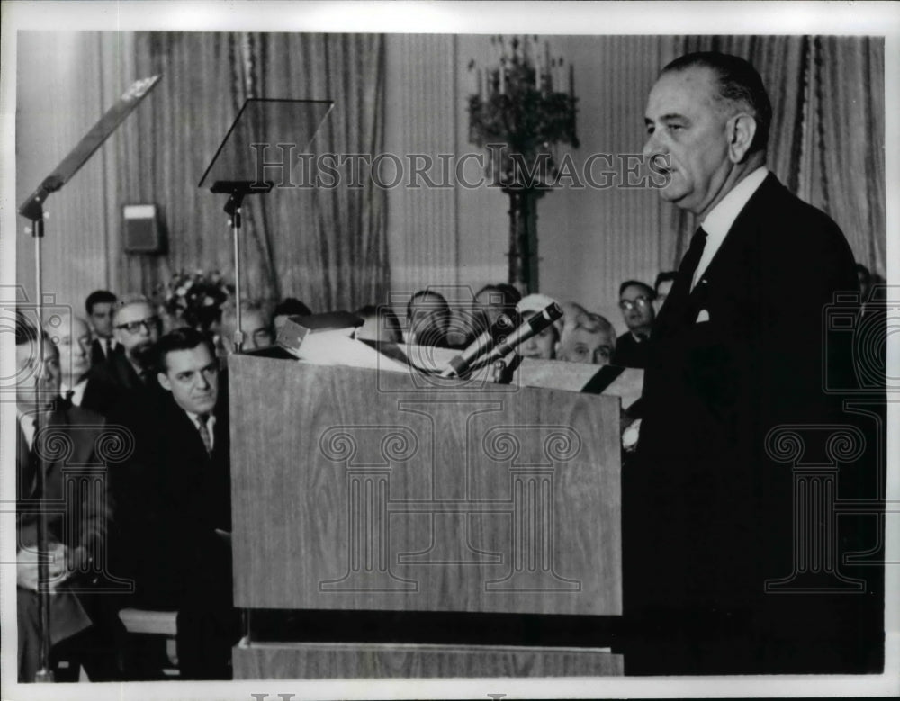 1965 Press Photo Lyndon Johnson Addresses Members of Congress, Washington, DC - Historic Images