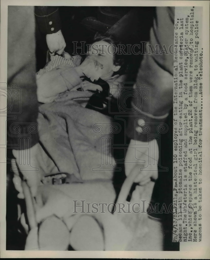 1951 Press Photo International Resistance Company Employee Sent to Hospital - Historic Images