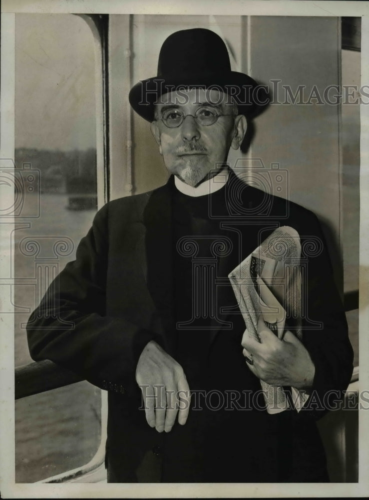 1938 Press Photo F.H. Knubel Pres of United Luheran Church Arrive On S.S. Europe - Historic Images