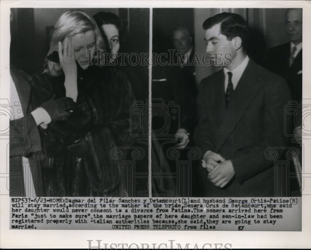 1954 Press Photo Ms Detancourt Will Never Consent To A Divorce From Patine (R)-Historic Images