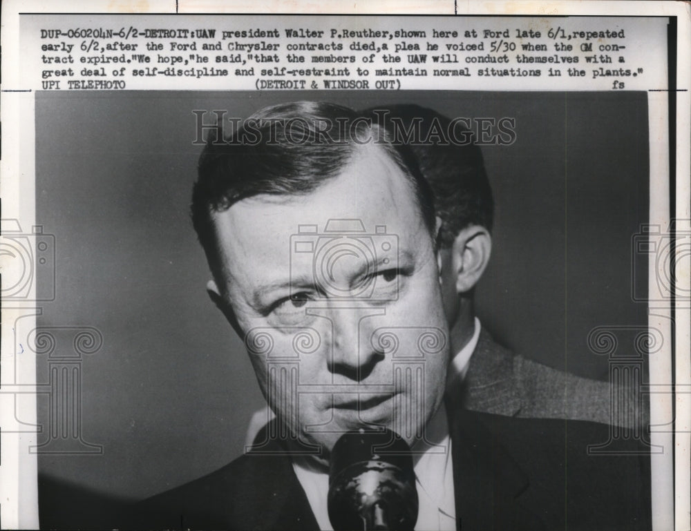 1958 Walter P.Reuther President of Unites Auto Workers  - Historic Images
